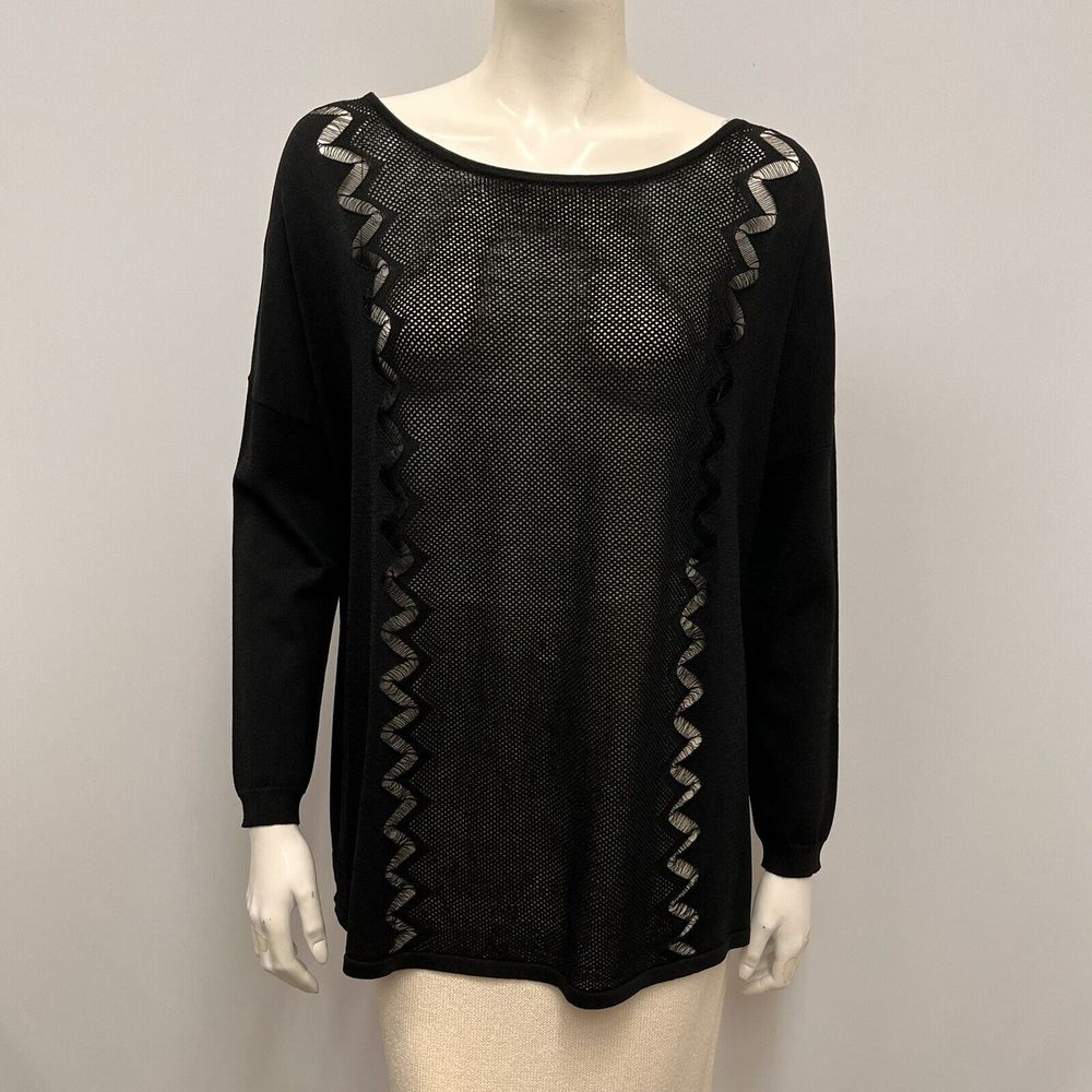 Sandro Paris Top Black Open Knit Crochet Work Sheer Sexy Nwt $275.00 Size 1 M L